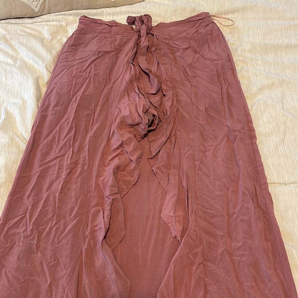 Rose colored skirt with built-in shorts